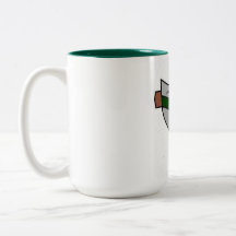 15 oz white coffee mug with green interior