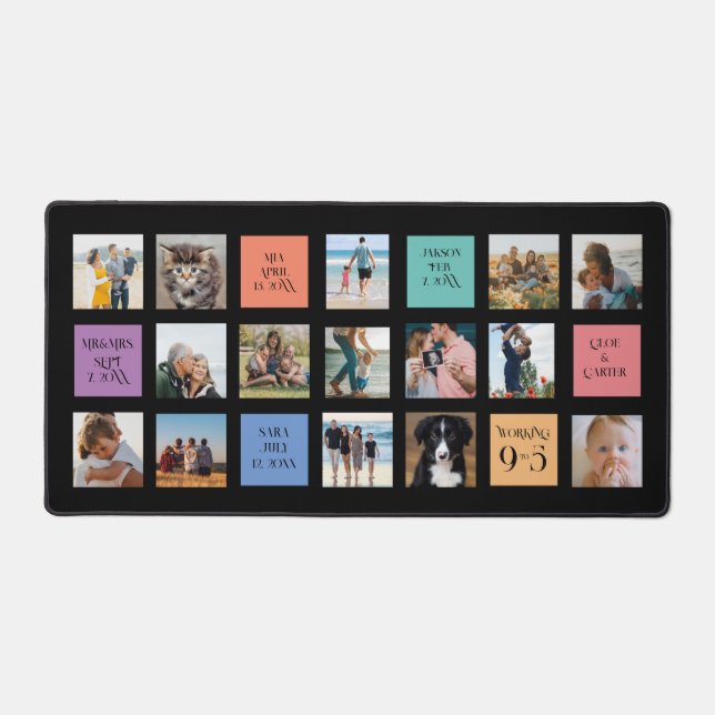 15 Photo, 6 Colour Block on Black Desk Mat (Front)