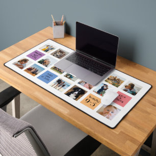 15 Photo, 6 Colour Block on White Desk Mat
