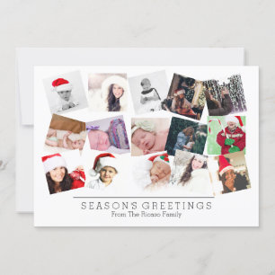 15 Photo Collage Christmas Black White Holiday Card