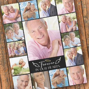 15 Photo Collage Forever in Our Hearts Fleece Blanket