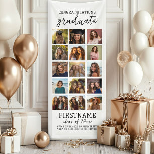 15 Photo Collage Graduation Modern Minimal White Banner