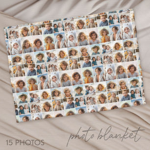 15 Photo Collage Grid - Pattern All Over Fleece Blanket