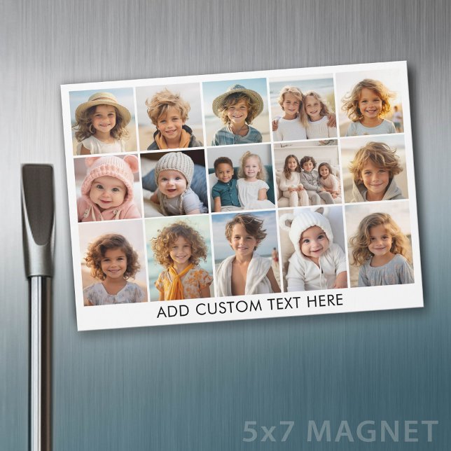 15 Photo Collage Grid - Script Text - Magnet (Photo Magnet - 5x7)