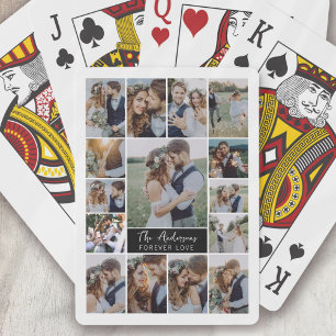 15 Photo Collage Monogram Name Playing Cards