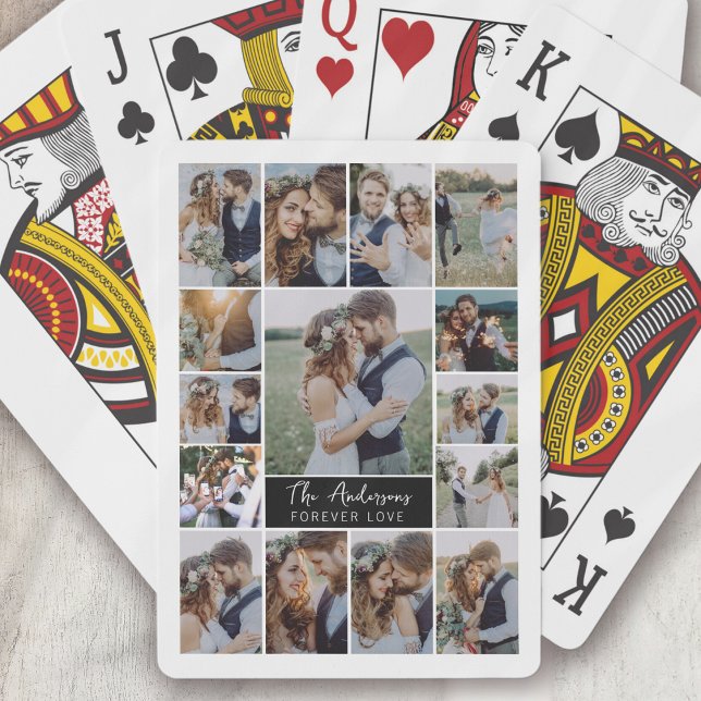 15 Photo Collage Monogram Name Playing Cards (Creator Uploaded)