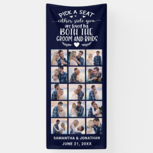15 Photo Collage Navy Blue Welcome To Our Wedding Banner