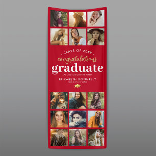 15 Photo Vertical Graduation Party Banner