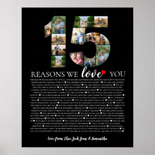 15 reasons why we love you 80th 70th birthday 60th poster