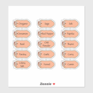 15 Rustic Floral Spice Jar Stickers