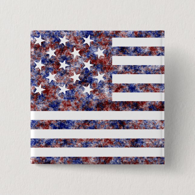 15 Star Us Flag 15 Cm Square Badge (Front)