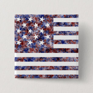 15 Star Us Flag 15 Cm Square Badge