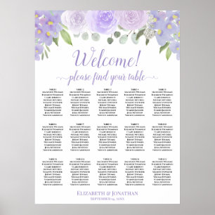 15 Table Lavender Roses Boho Wedding Seating Chart