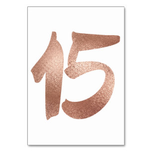15 Table  Number White Metallic Pink Rose Gold Table Number