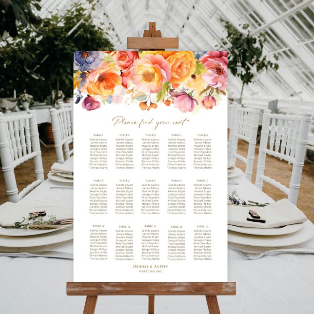 15 Table Spring Floral Wedding Seating Chart (Creator Uploaded)