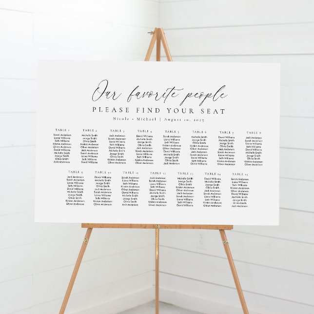 15 Tables Our Favourite People Seating Chart Plan (Creator Uploaded)