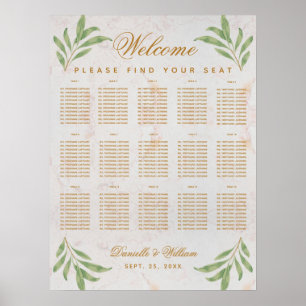 15 Tables Seating Chart Greenery Foliage Leaves 