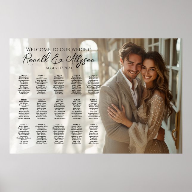 15 tables wedding photo seating chart (Front)