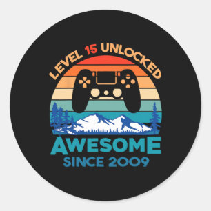 15 Unlocked Awesome Since 2009 15 Years Old Birthd Classic Round Sticker