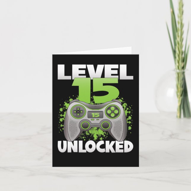 15 Unlocked Video Gaming 15th Birthday Gamer Game  Card (Front)