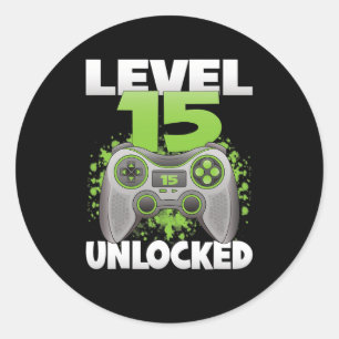15 Unlocked Video Gaming 15th Birthday Gamer Game Classic Round Sticker