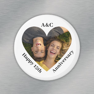 15 Wedding Anniversary Couple Keepsake Heart Photo Magnet
