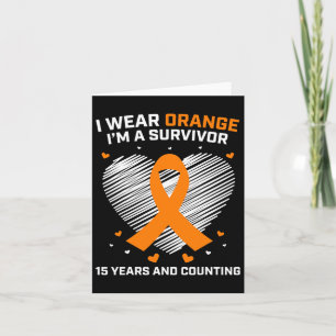 15 Year Cancer Free Leukaemia Survivor Gifts Orang Card