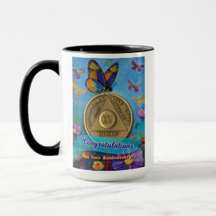 15 Year CUSTOM NAME AA Butterflies Flowers Mug