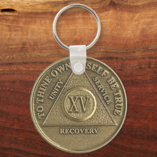 15 Year CUSTOM NAME Sober Medallion Key Ring
