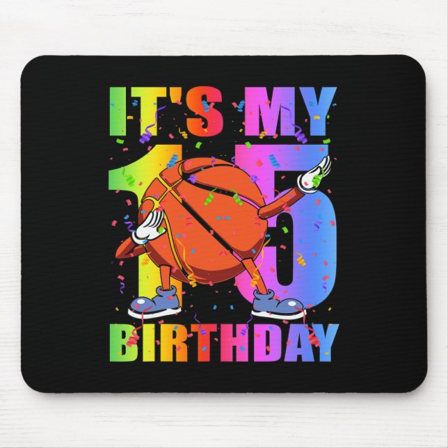 15 Year Old 15th Basketball Birthday Party Theme B Mouse Pad (Front)