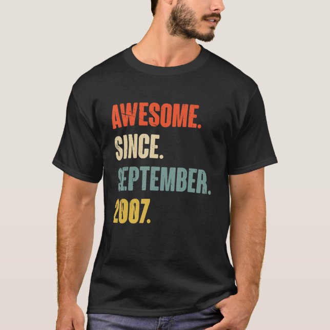 15 Year Old 15th Birthday Funny Awesome Since Sept T-Shirt (Front)