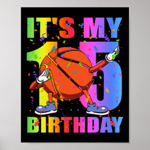 15 Year Old 15th Bysketbyll Birthday Party Theme B Poster