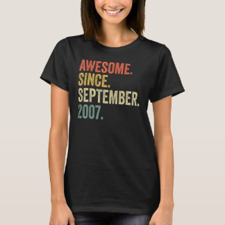 15 Year Old Awesome Since September 2007 15th Bir T-Shirt
