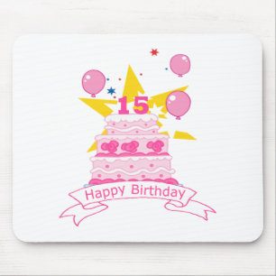 15 Year Old Birthday Cake Mouse Pad