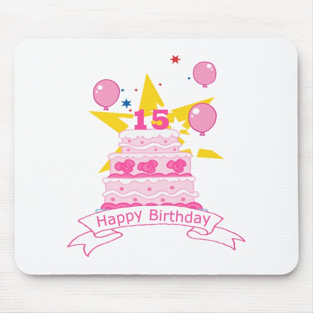 15 Year Old Birthday Cake Mouse Pad (Front)