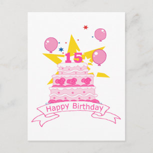 15 Year Old Birthday Cake Postcard