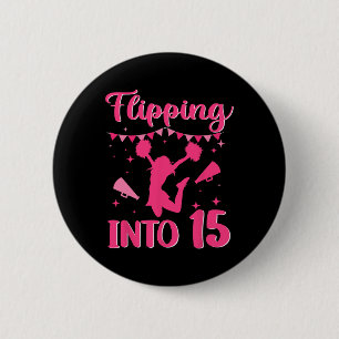 15 Year Old Birthday Cheerleading Girl 15th Cheerl 6 Cm Round Badge