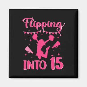 15 Year Old Birthday Cheerleading Girl 15th Cheerl Magnet