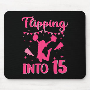 15 Year Old Birthday Cheerleading Girl 15th Cheerl Mouse Pad