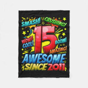15 Year Old For Boys 15th Birthday Boy 15 Year Old Fleece Blanket