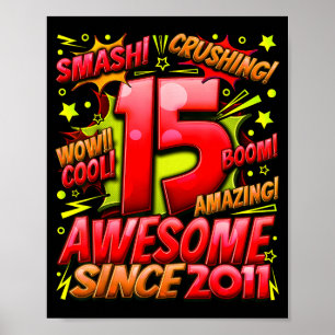 15 Year Old For Boys 15th Birthday Boy 15 Year Old Poster