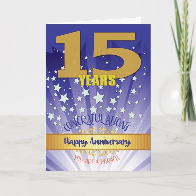 15 Year Recovery Anniversary Bold Numeral Card (Front)