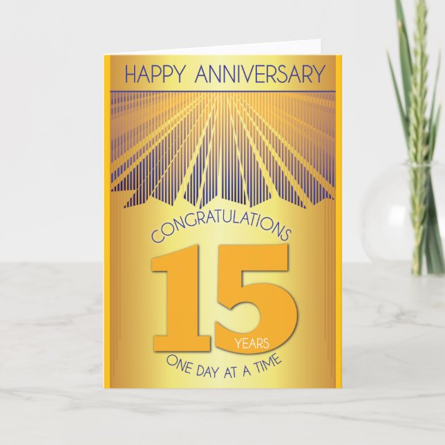 15 Year Sober Anniversary | Golden Ray 12 Step  Card (Front)