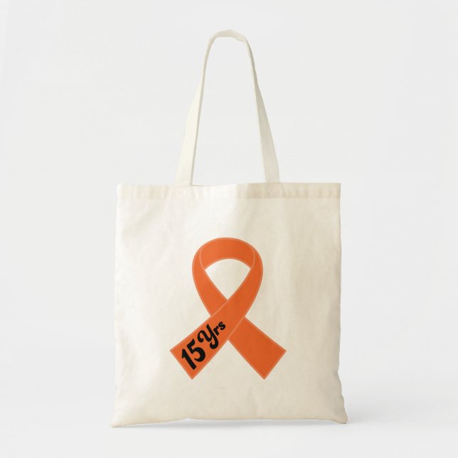 15 Year Survivor Leukaemia Orange Ribbon Tote Bag (Front)