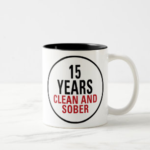 15 Years Clean and Sober Two-Tone Coffee Mug