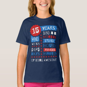 15 Years Of Being Awesome - 15th Birthday Gift Tee