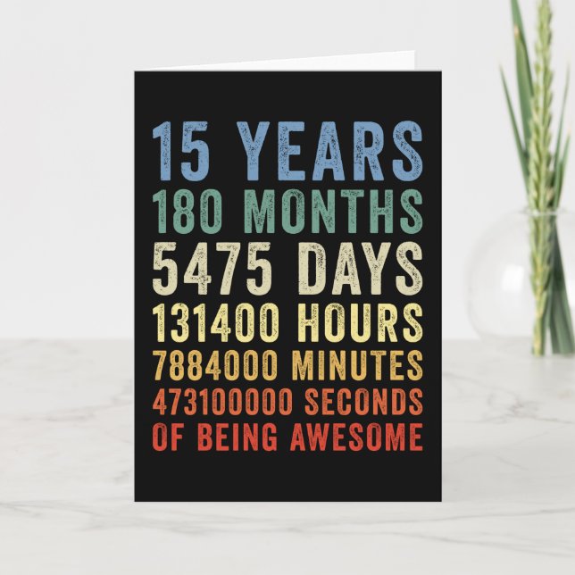 15 Years Of Being Awesome Cool Birthday Card (Front)