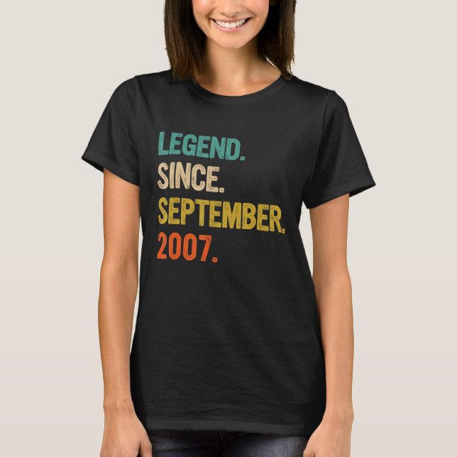 15 Years Old  15th Birthday Legend Since September T-Shirt (Front)