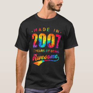 15 Years Old 15Th Birthday Tie Dye Made 2007 Men W T-Shirt