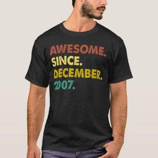 15 Years Old   Awesome Since December 2007 15th Bi T-Shirt